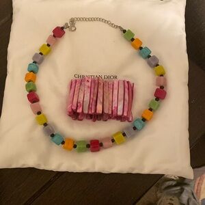 Multi color necklace stone shell bracelet
